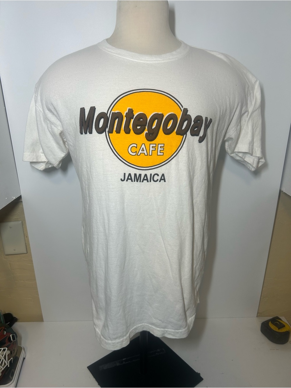 Montego Bay Club Jamaica Short Sleeve White Tee with Yellow Logo